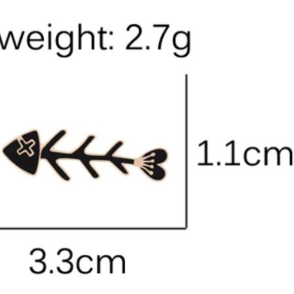 Black Fish Skeleton Pin Brooch - Picture 1 of 3